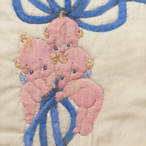 VTG Baby Blanket Handmade & Painted Pixie Babies 23 X 36